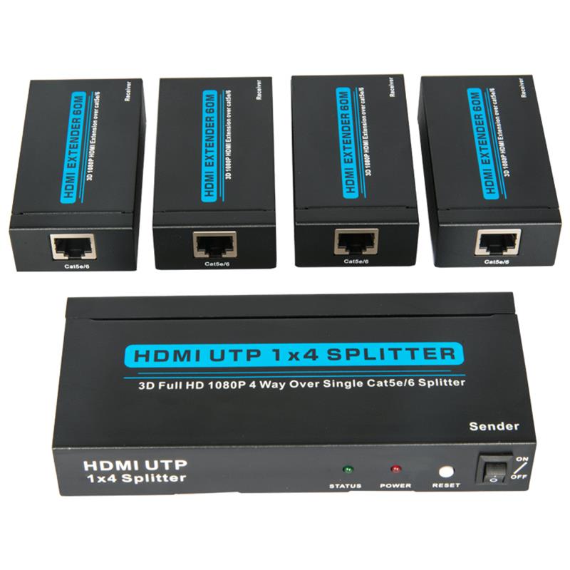 4 порта HDMI UTP 1x4 Splitter на один Cat5e \/ 6 с 4 приемниками до 60 м