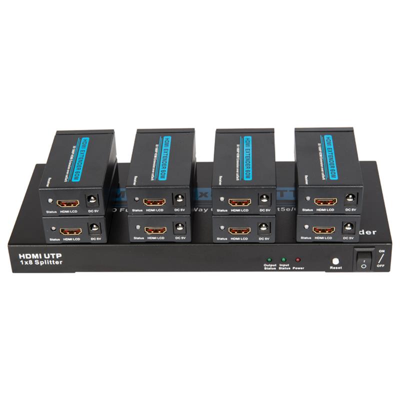 8 портов HDMI UTP 1x8 Splitter на один Cat5e \/ 6 с 8 приемниками до 60 м
