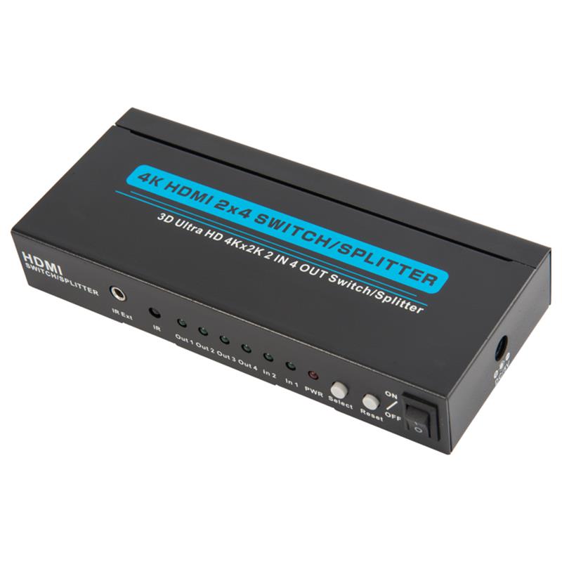 4K \/ 30 Гц HDMI 2x4 Переключатель \/ Splitter Поддержка 3D Ultra HD 4Kx2K \/ 30 Гц