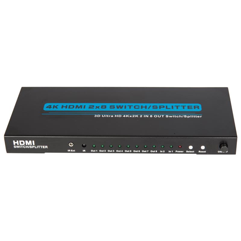 4K \/ 30 Гц HDMI 2x8 Переключатель \/ Splitter Поддержка 3D Ultra HD 4Kx2K \/ 30 Гц