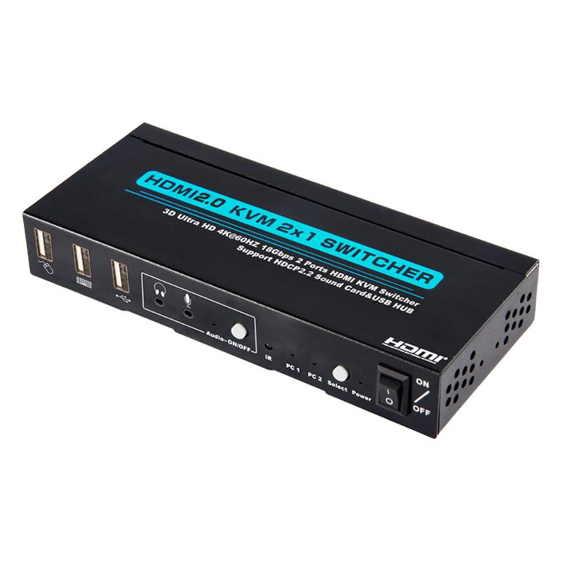 V2.0 HDMI KVM 2x1 Switcher Поддержка 3D Ultra HD 4Kx2K \/ 60 Гц