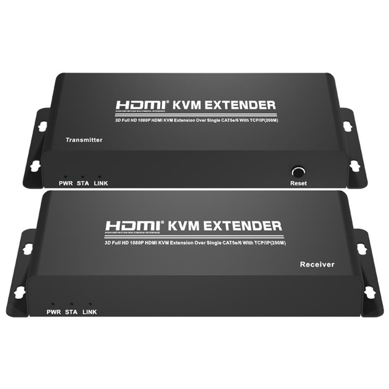 Удлинитель HDMI KVM 200 м над одиночным CAT5e \/ 6 с поддержкой TCP \/ IP Full HD 1080P