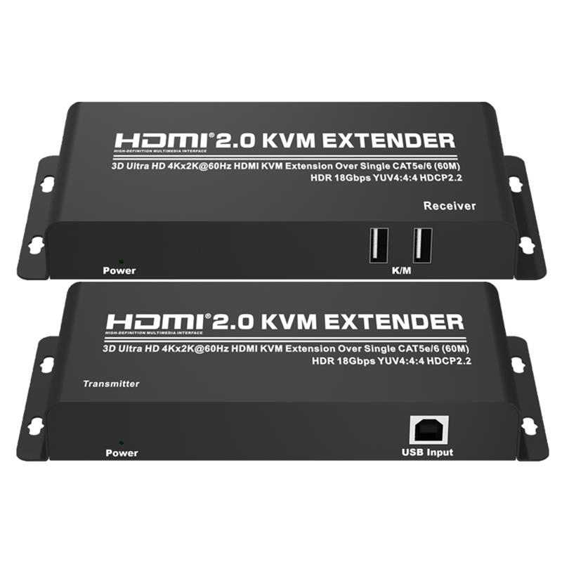 Удлинитель HDMI 2.0 KVM 60 м над одиночной поддержкой CAT5e \/ 6 Ultra HD 4Kx2K при 60 Гц HDCP2.2