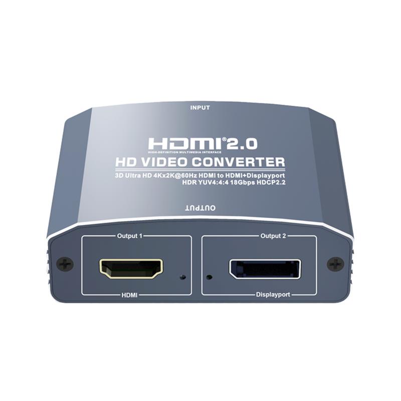 Конвертер 3D Ultra HD 4Kx2K @ 60 Гц с HDMI на HDMI + DP Поддержка HDMI2.0 18 Гбит \/ с HDR YUV4: 4: 4 HDCP2.2